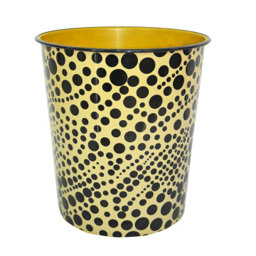 Plastic Black DOT Printed Open Top Waste Bin (A23-828)